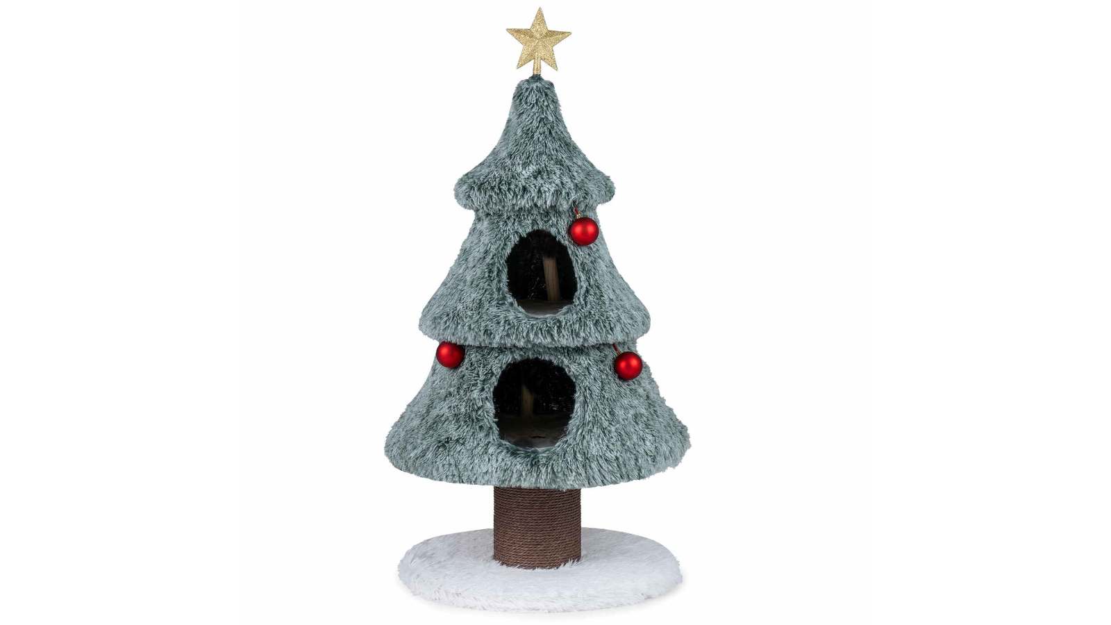Costway 123cm Cat Christmas Tree with 2 Condo Trunk-Shaped Scratching Post