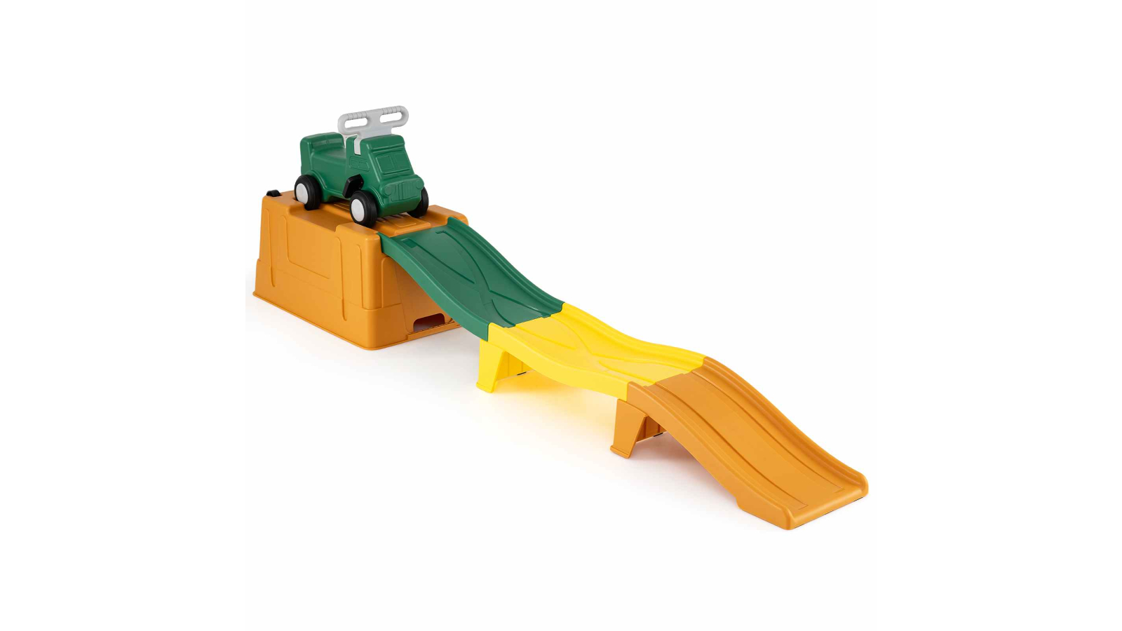 Costway Expandable Roller Coaster Ride-on Push Car with Downhill Race Tracks and Storage Box - Green