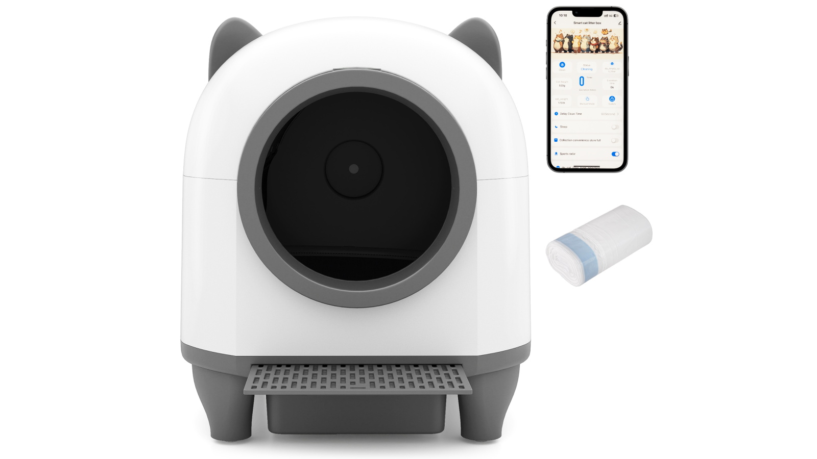 Costway 80L+8L Automatic Self-Cleaning Cat Litter Box with App Control and Trash Bags