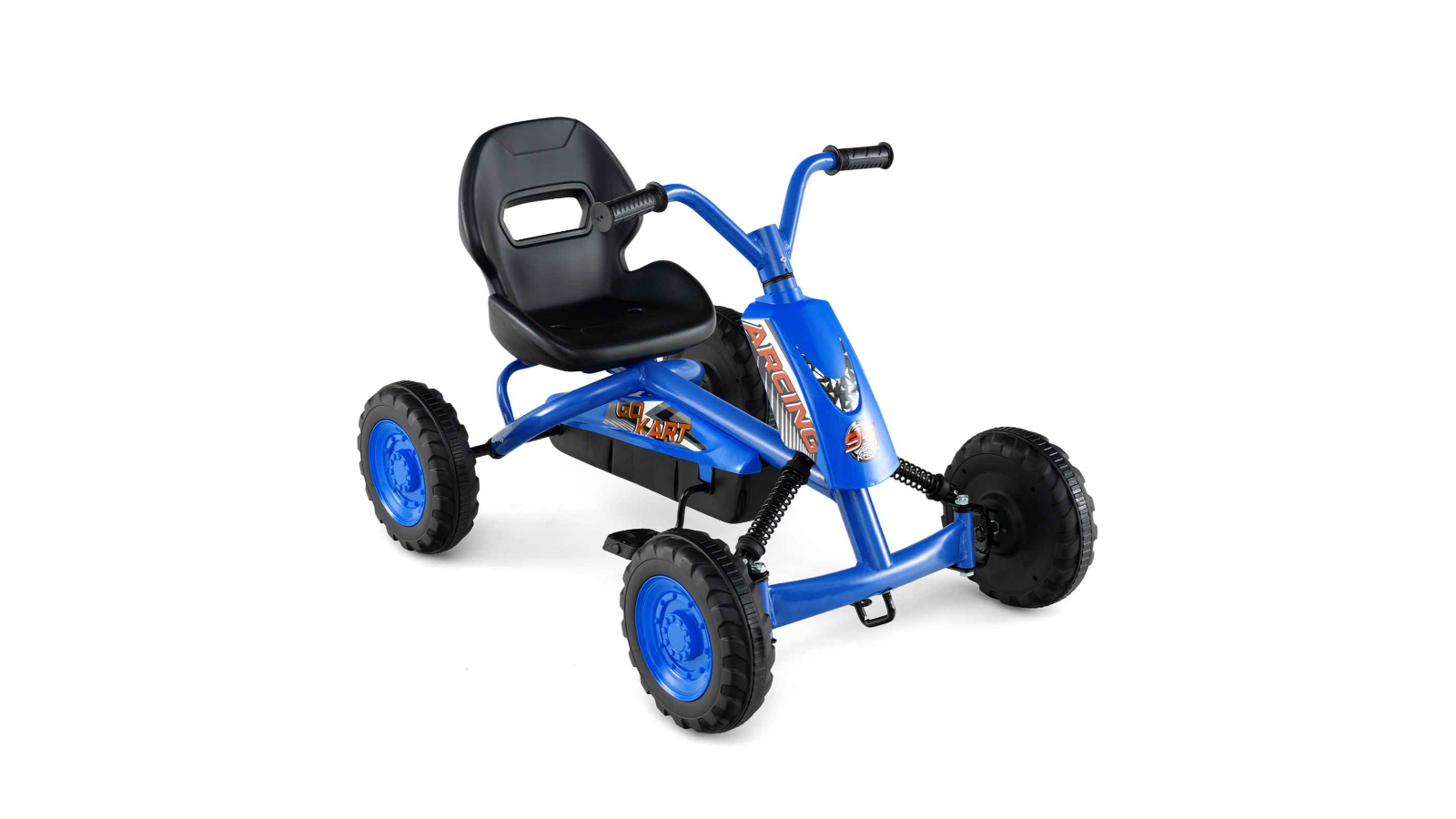 Costway 4-Wheel Pedal Go Kart with Steering Handlebar and Adjustable Seat - Navy