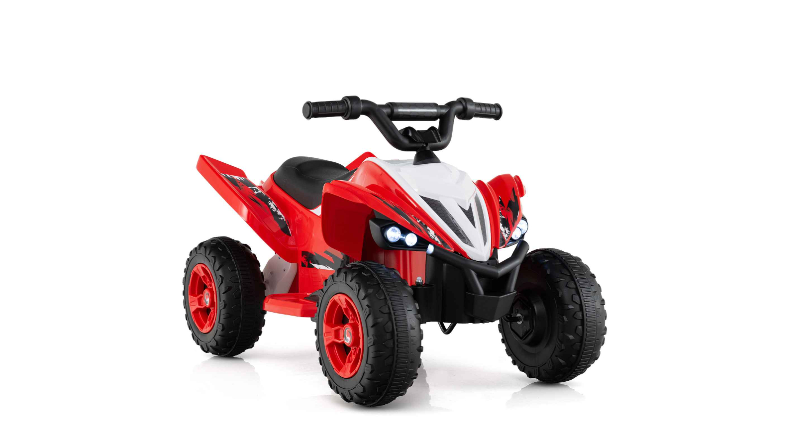 Costway Kid 12V 4-Wheel Ride-On Quad Electric ATV Car with LED Light and Music - Red