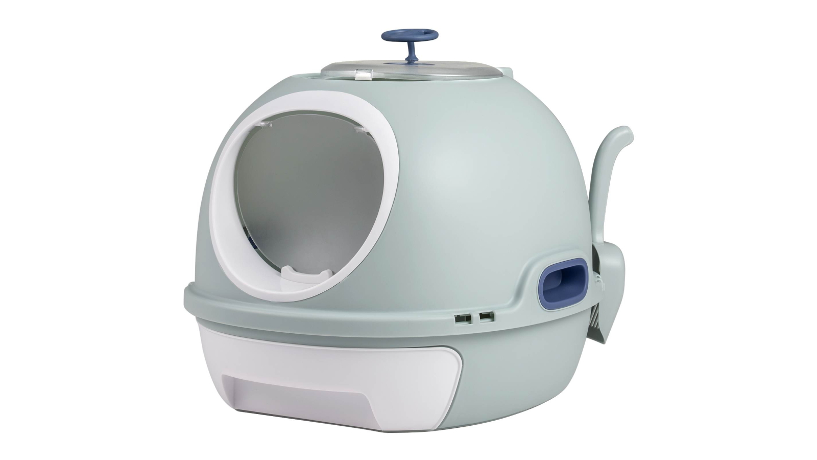 Costway Helicopter Style Cat Litter Box Enclosure with Slide-out Tray and Flip Top Exit - Blue