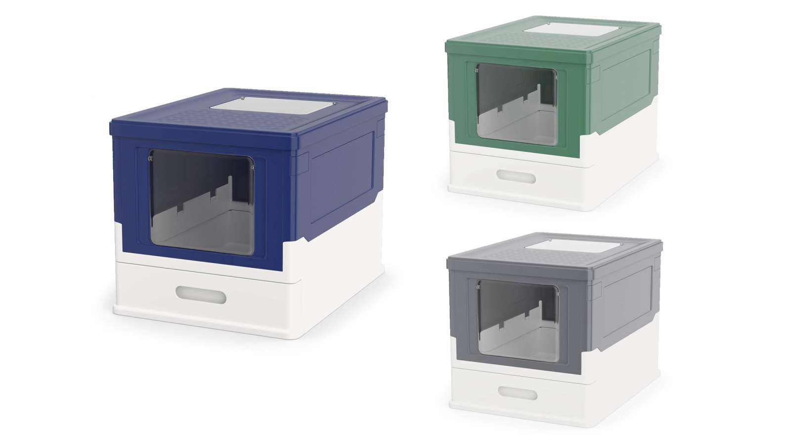 Costway Foldable Enclosed Cat Litter Box with Flip Top Exit and Drawer Tray
