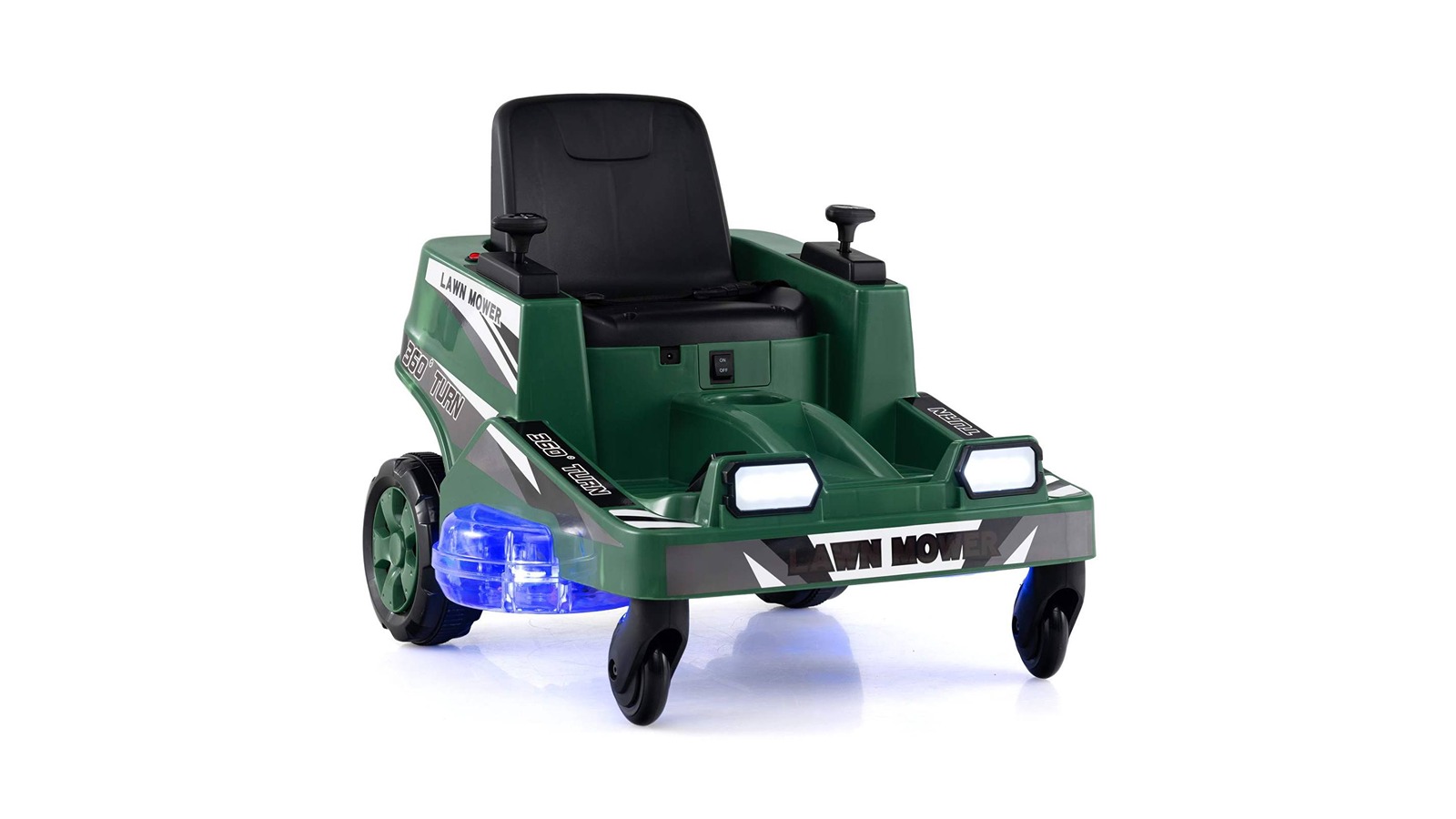 Costway 12V Electric Lawn Mower Ride-on Toy Car with Dual Control Stick - Green