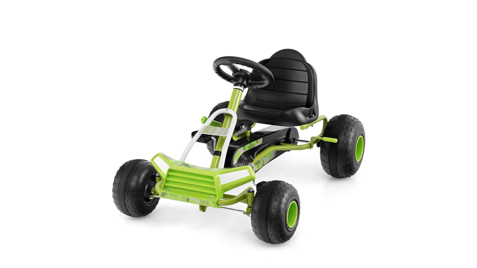 Costway Kid Pedal Go 4-Wheel Ride-On Bicycle Toy Kart with Adjustable Seat - Green
