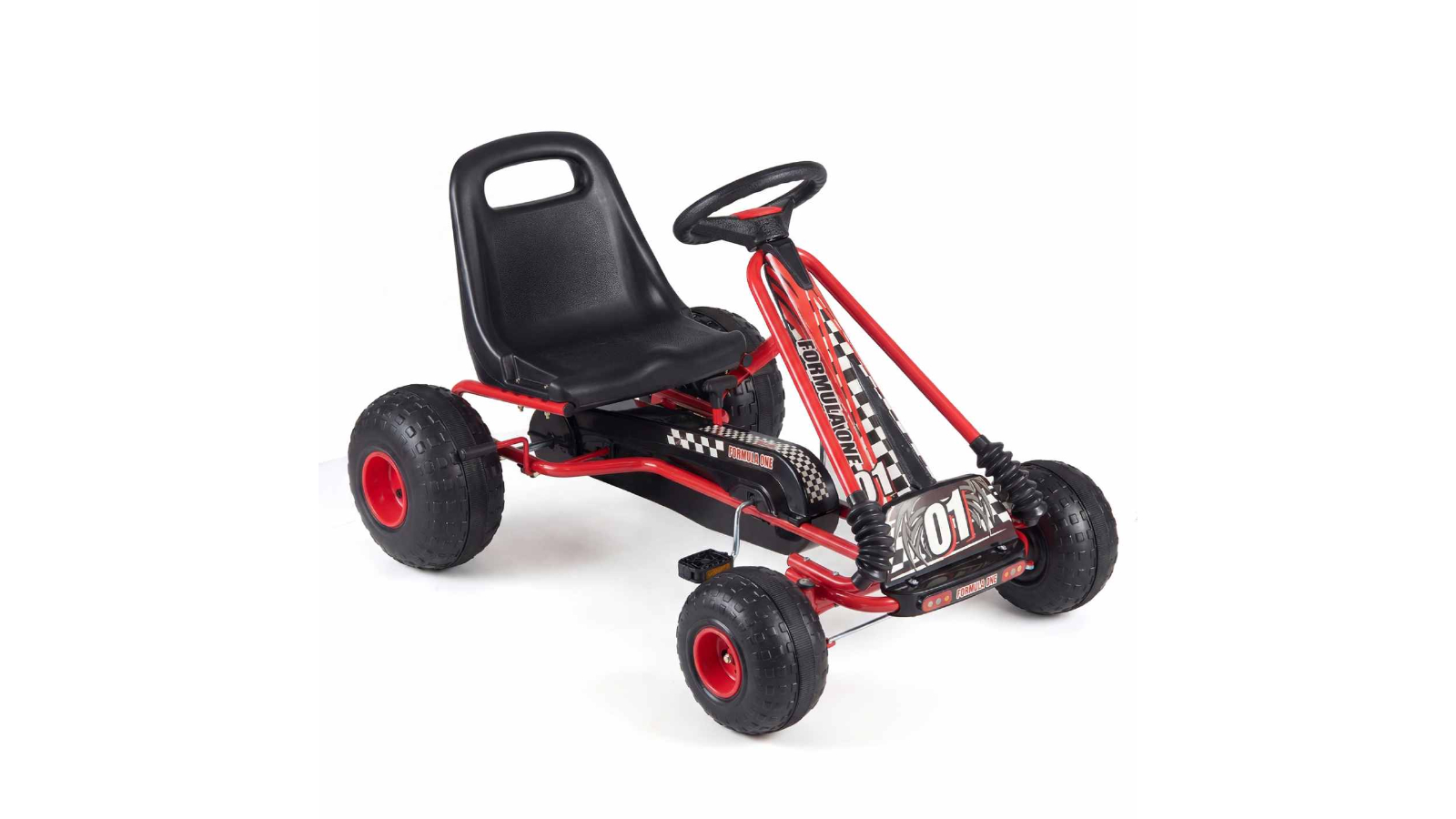 Costway Kid Pedal Go 4-Wheel Ride-On Bicycle Toy Kart with Adjustable Seat - Red