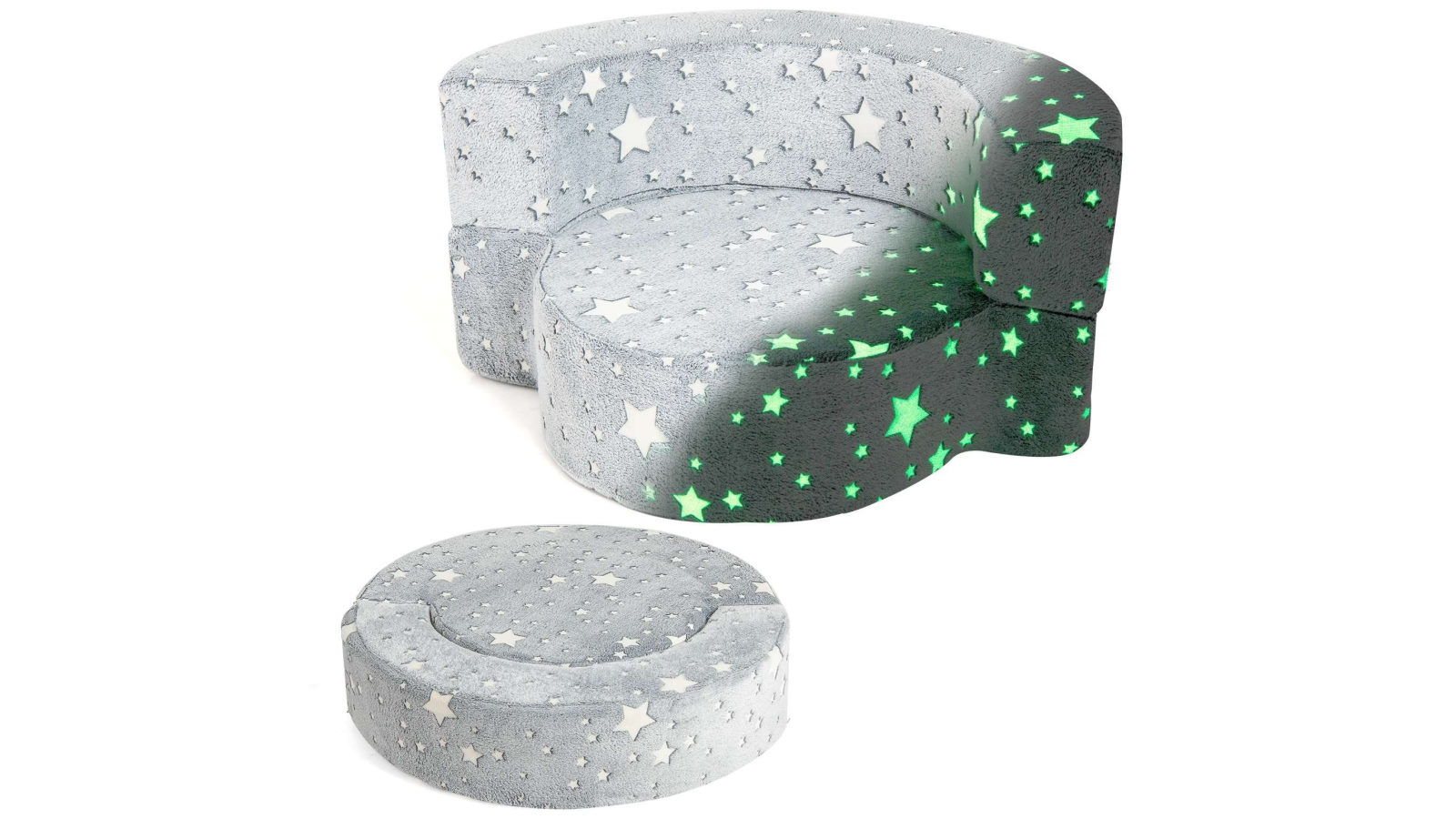 Costway Glow In The Dark Two In One Luminous Foldable Sofa with Removable and Washable Cover -  Grey