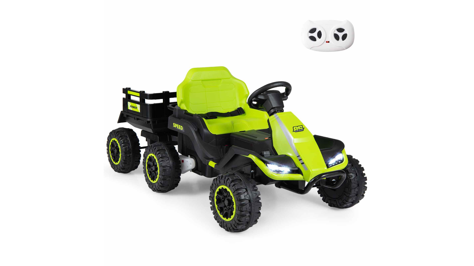 Costway 24V Electric Ride-on Tractor with Detachable Trailer - Green