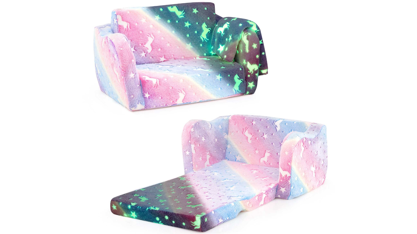 Costway Folding Kids Couch - Rainbow