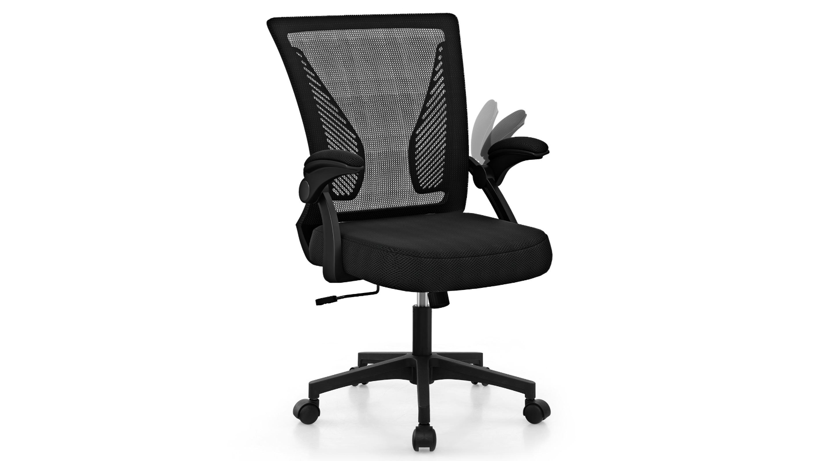 Costway Ergonomic Swivel Office Chair with Flip-Up Armrest - Black