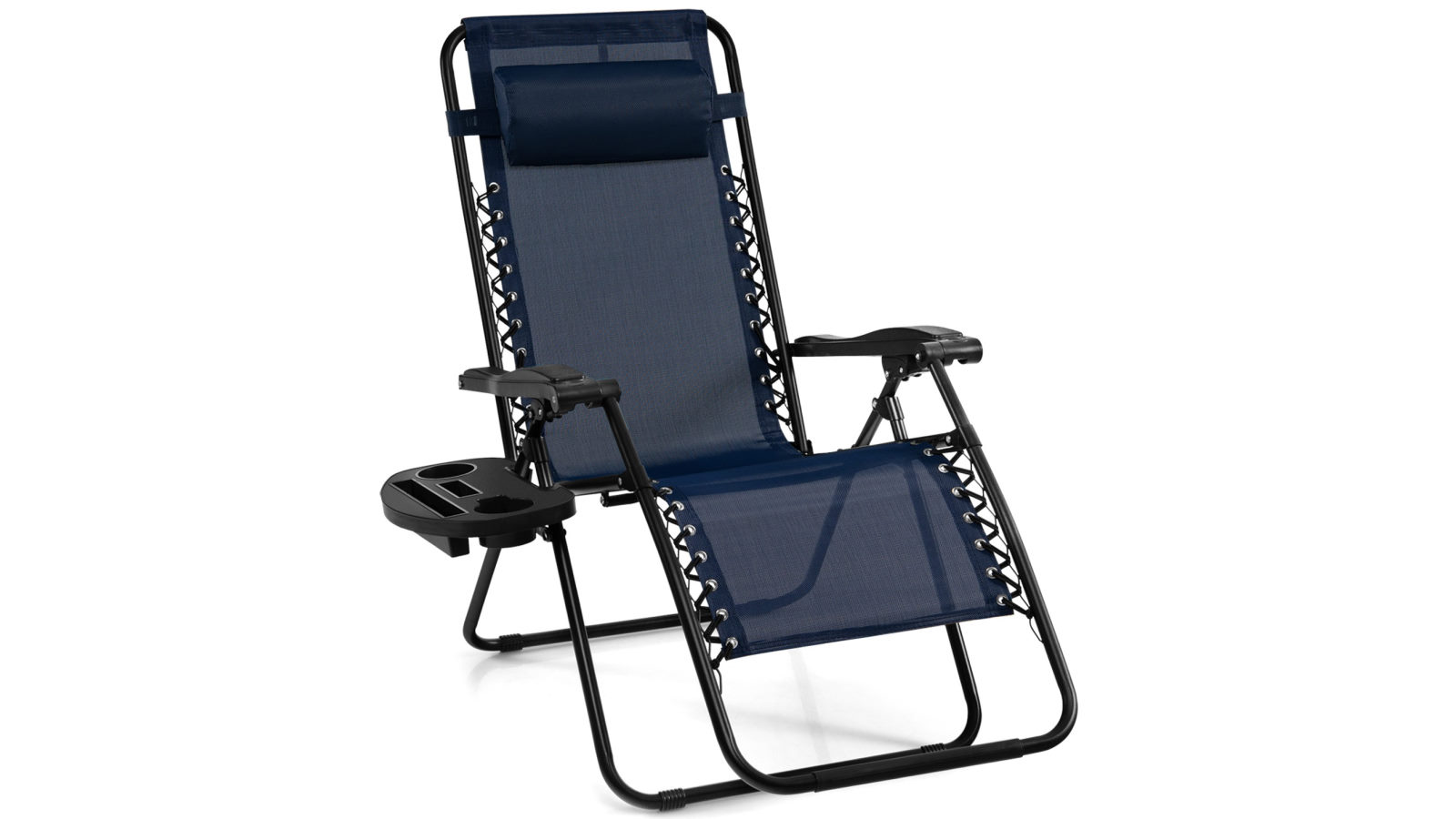 Costway Folding Zero Gravity Chair Patio Sun Adjustable Reclining Outdoor Lounge with Tray