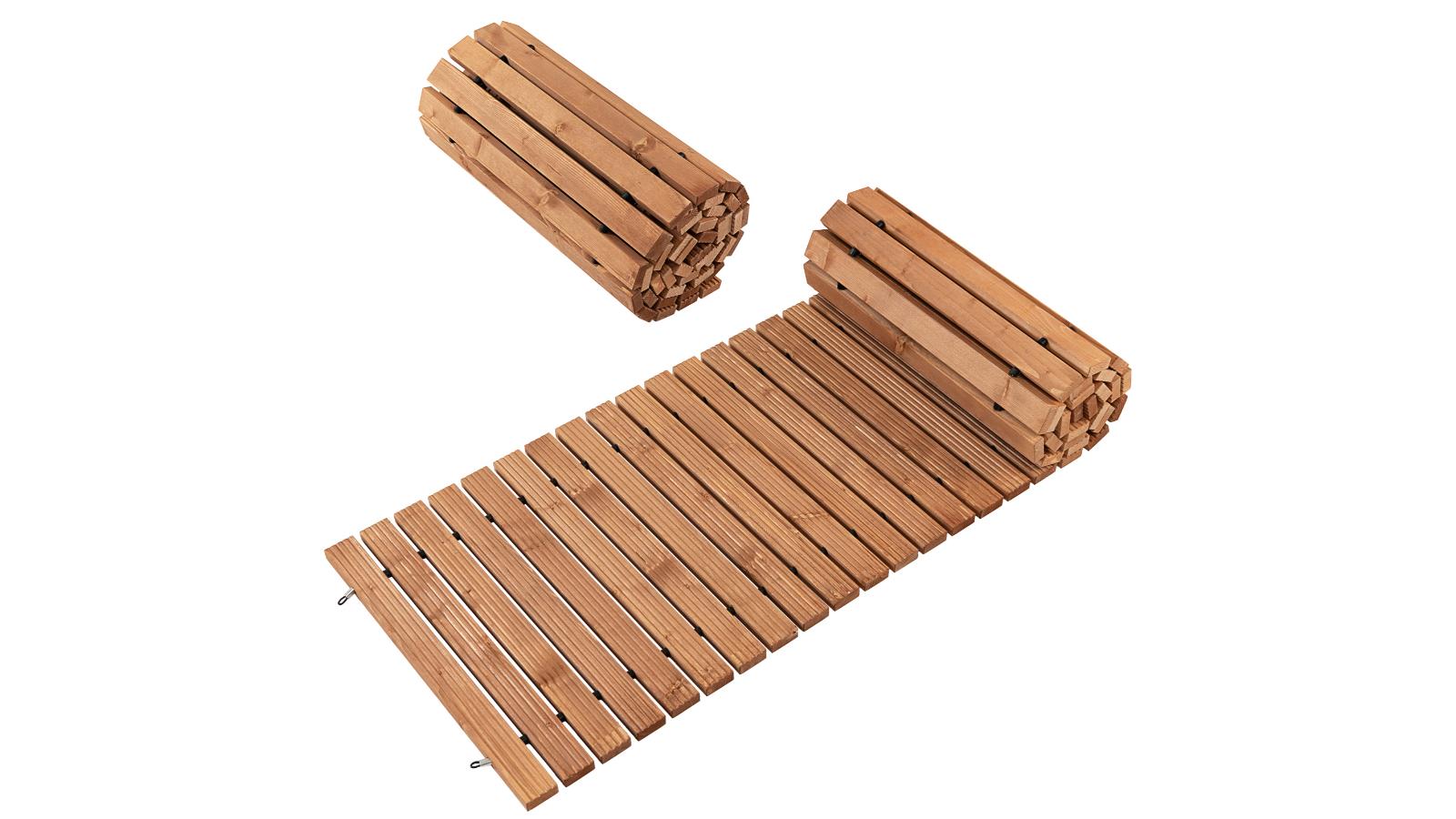 Costway Weather-resistant Outdoor Wood Garden Pathway Patio - 245 x 55cm