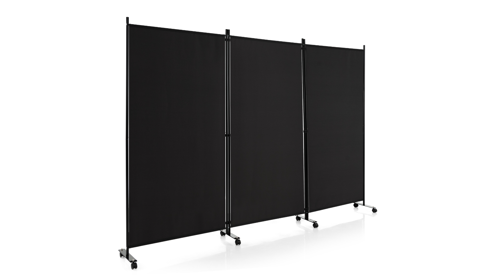Costway 3-Panel Foldable Privacy Screen Mobile Wall Partition for Home Office - Black