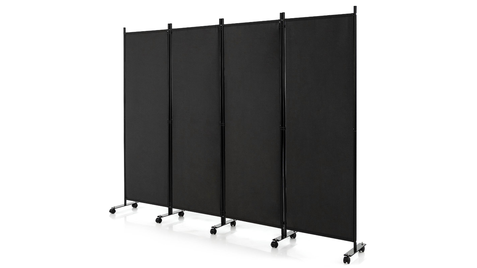 Costway 4-Panel Folding Privacy Screen with Lockable Wheels - Black