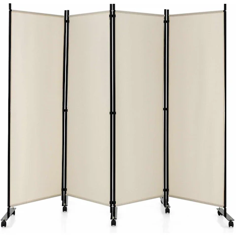 Costway 4-Panel Room Divider on Wheel - 1.7 x 2.2metre