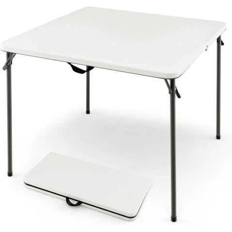 Costway Folding Camping Table Outdoor Portable Desk with Carry Handle Picnic Hiking Fishing BBQ - White