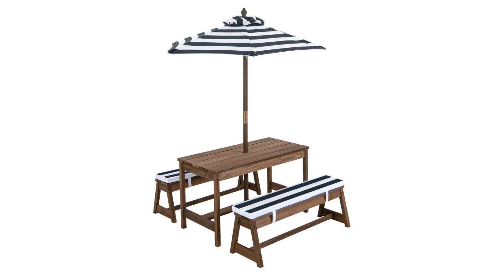 Costway Wood Kids Picnic Table Bench Set with Cushion and Black