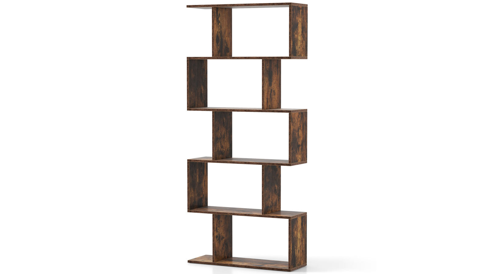 Costway 5-Tier Cube Shelf Bookcase Storage Furniture Bedroom Living Room - Brown