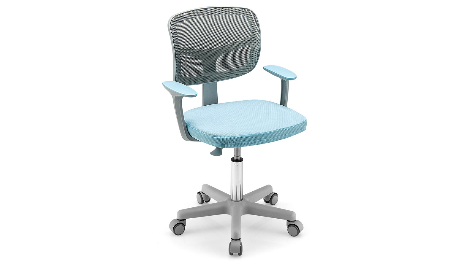 Costway Mesh Computer Desk Chair with Adjustable Height and Wheels - Blue