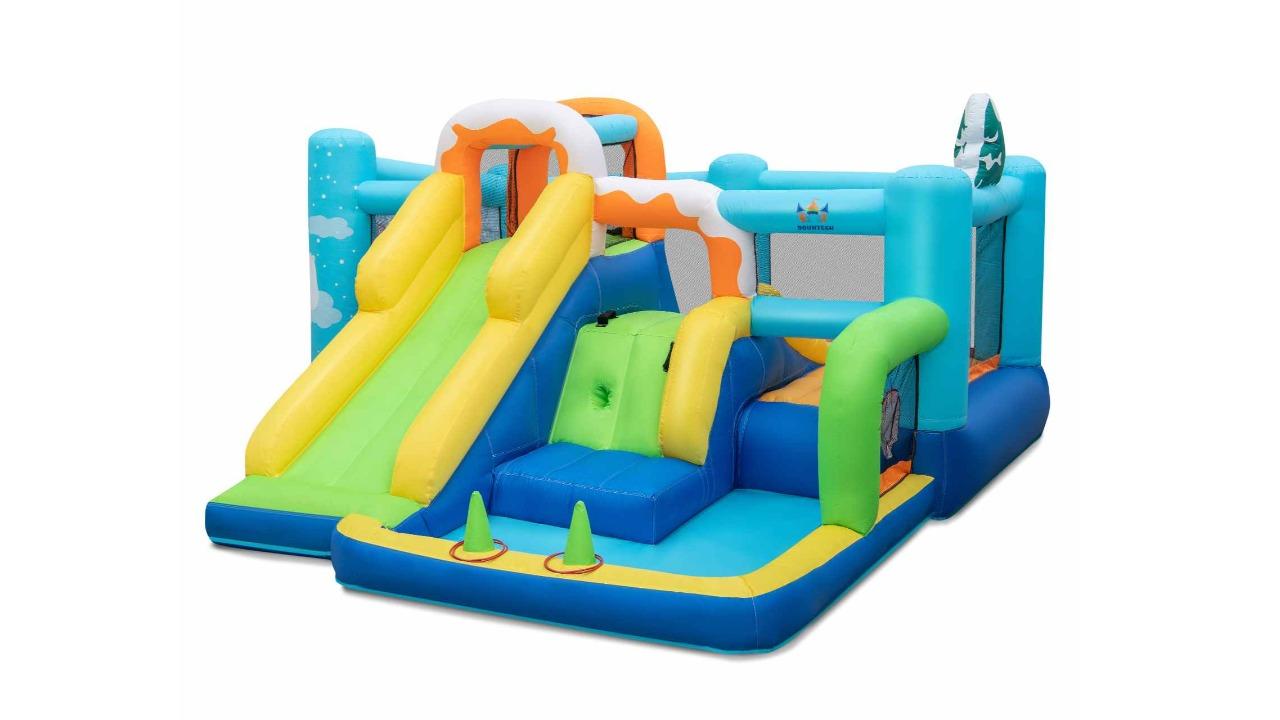 Costway 7-in-1 Jumbo House Inflatable Castle with Long Slide and Climbing Wall
