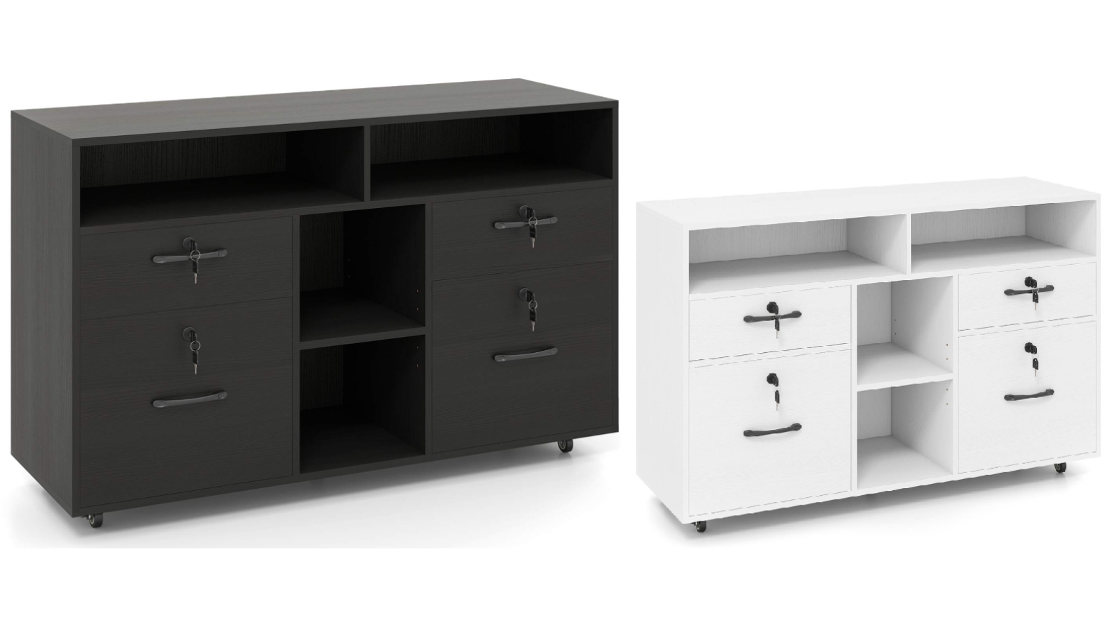 Costway 4-Drawer Mobile Filing Cabinet with Lock and Adjustable Shelf