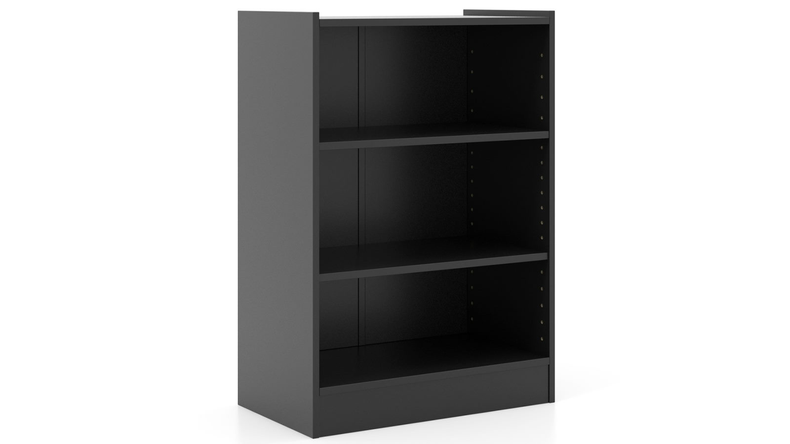 Costway 3-tier Adjustable Shelves Open Book Display Sturdy Bookcase Cabinet - Rustic Black