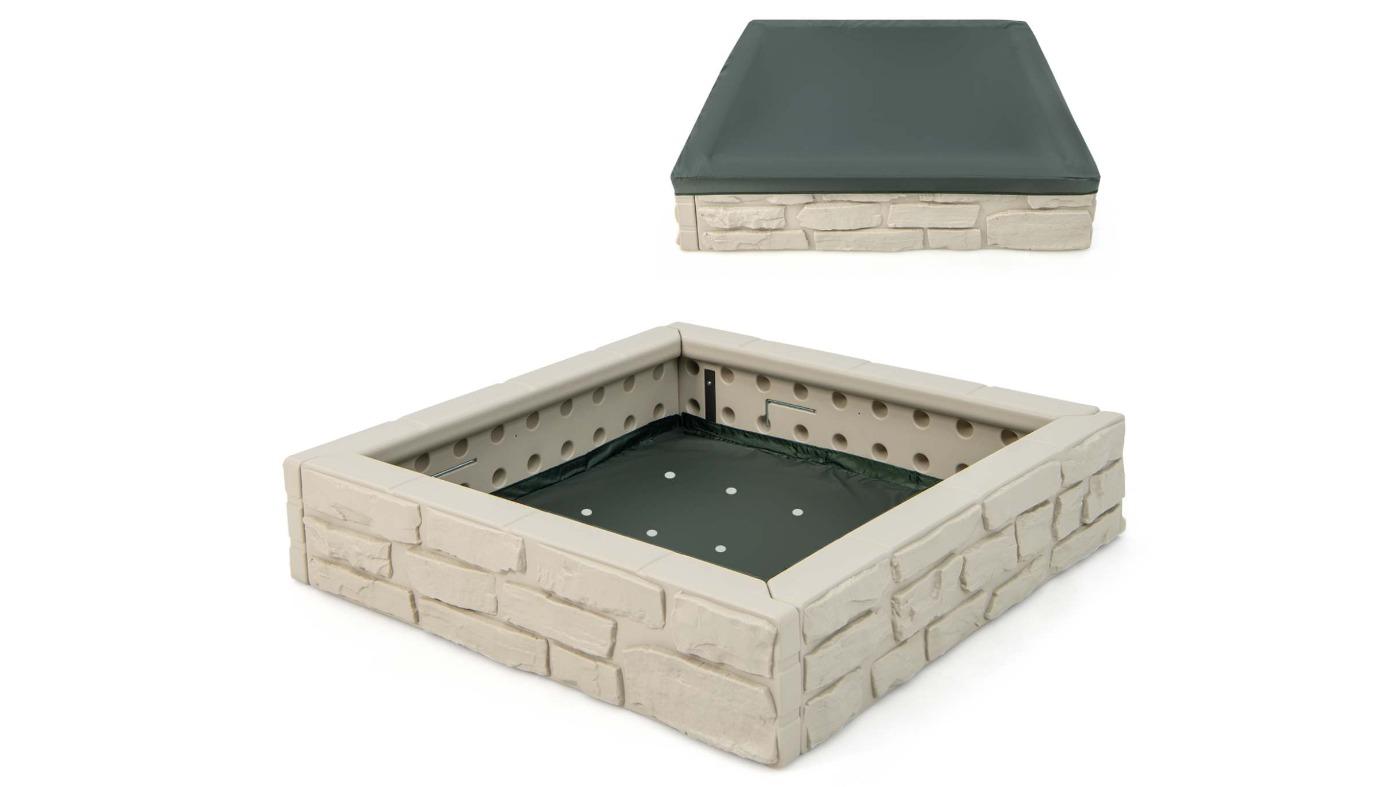 Costway 2-in-1 120cm Sandbox with Waterproof Oxford Cover