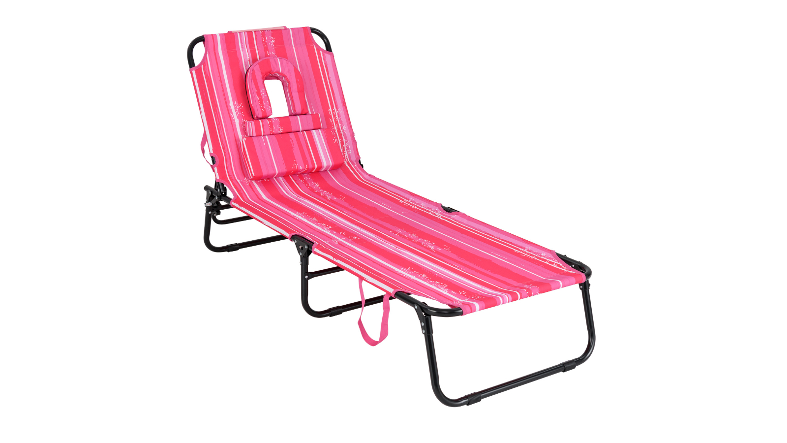 Costway Outdoor Folding Lounge Bed with Adjustable Backrest - Pink