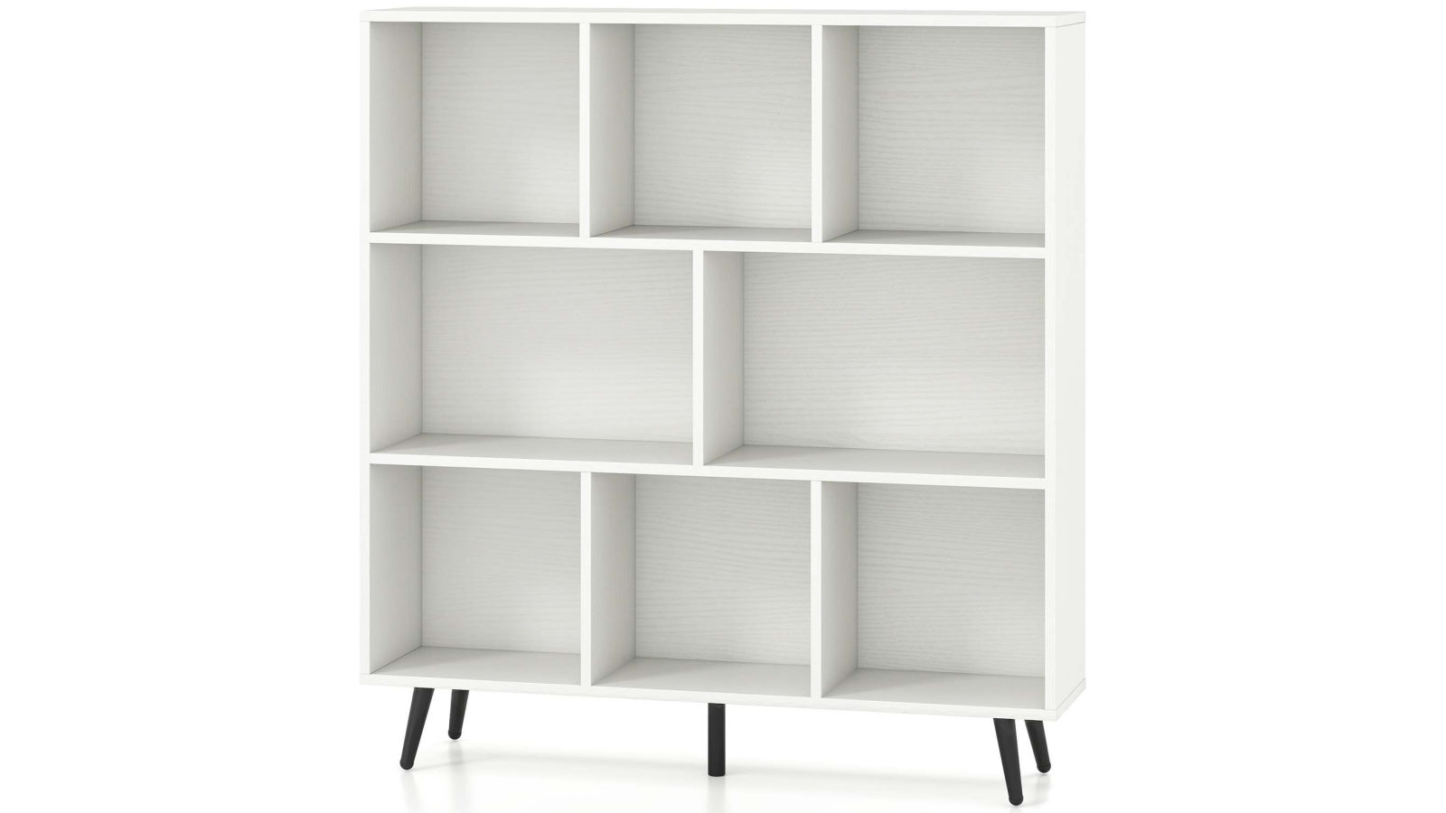 Costway 3-Tier Bookcase 8 Cube Bookshelf with Metal Angled Legs Storage Display Organizer - White
