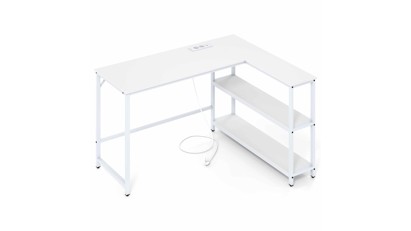 Costway L-Shaped Computer Desk with Charging Station
