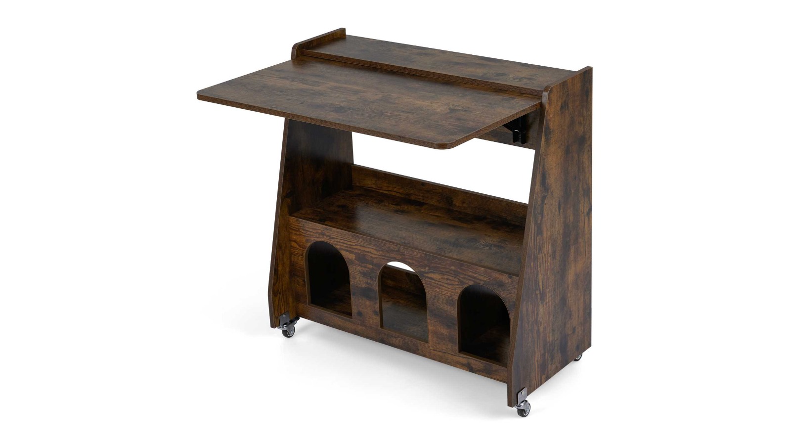 Costway Convertible Folding Computer Desk with Wheel - Brown