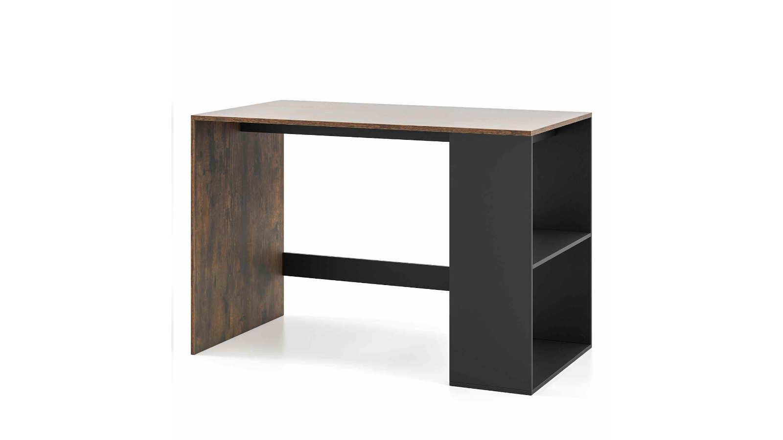 Costway 112cm 2-Tier Bookshelf Computer Office Desk - Brown