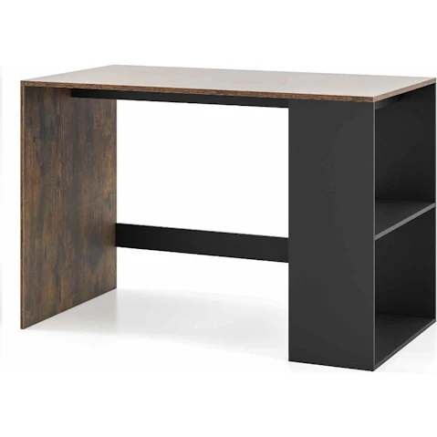Costway 112cm 2-Tier Bookshelf Computer Office Desk - Brown