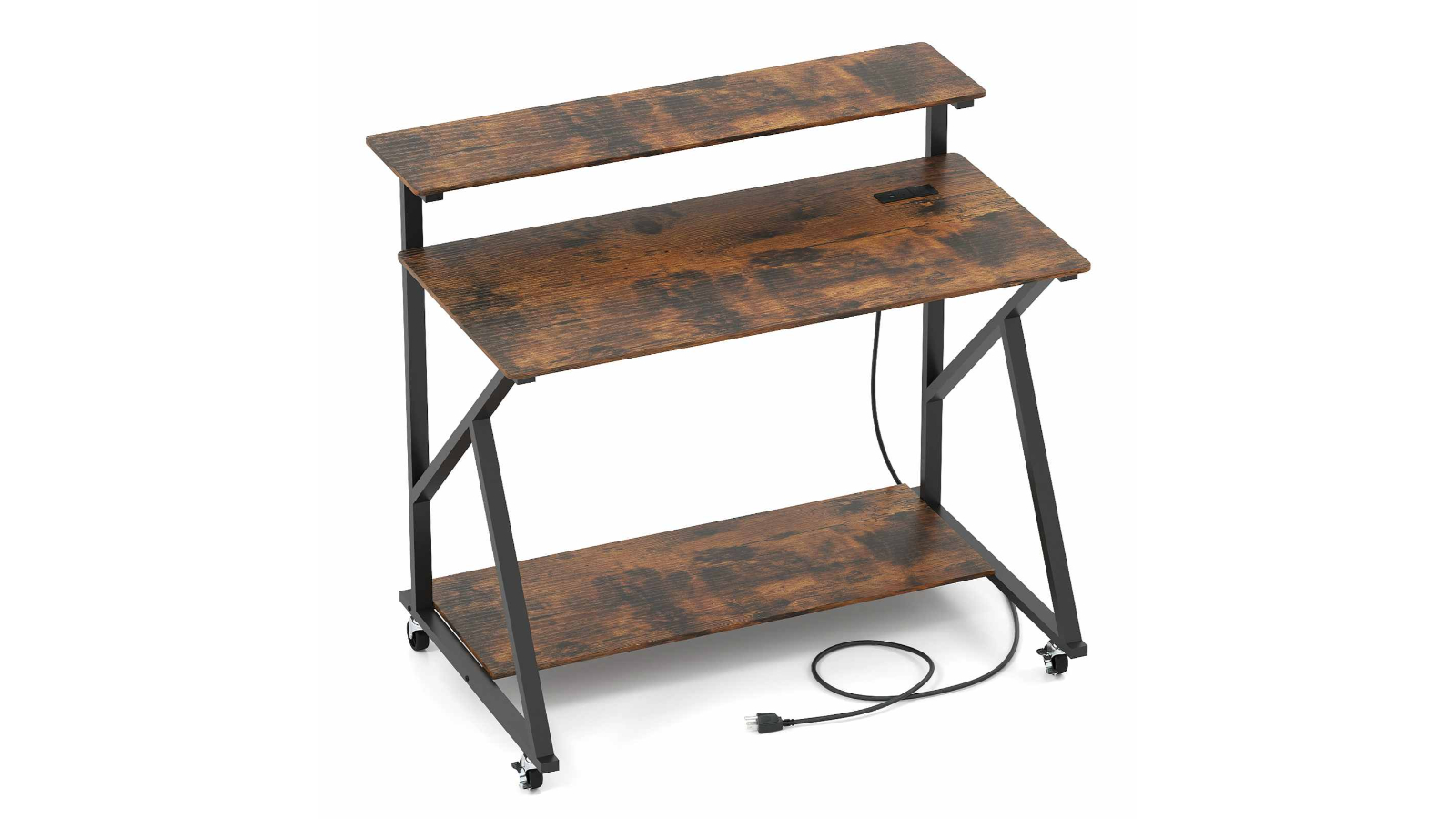 Costway Office Study Desk with Monitor Stand Shelf