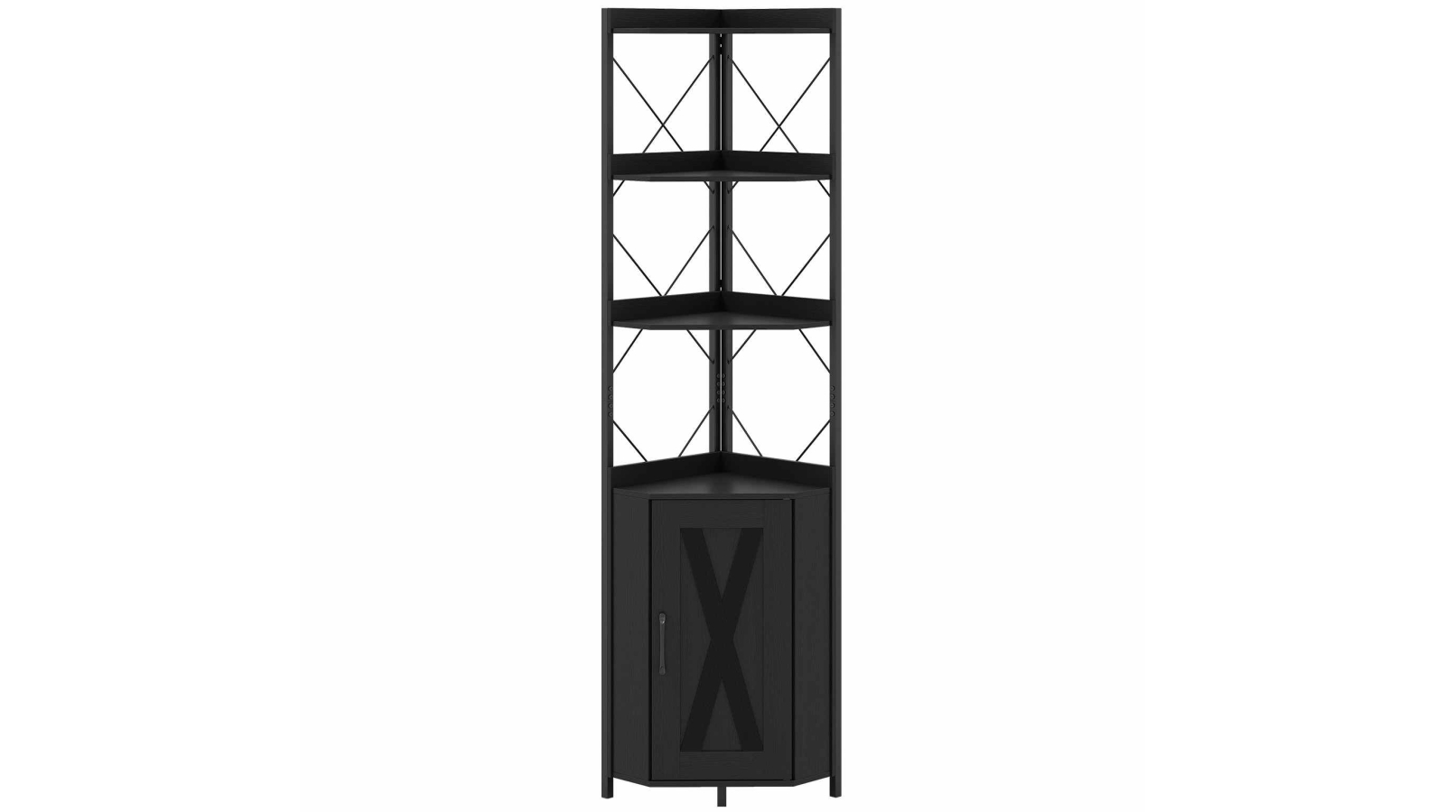 Costway 180cm Freestanding Black Corner Bookshelf and Display Rack with 2 Anti-tip Kit