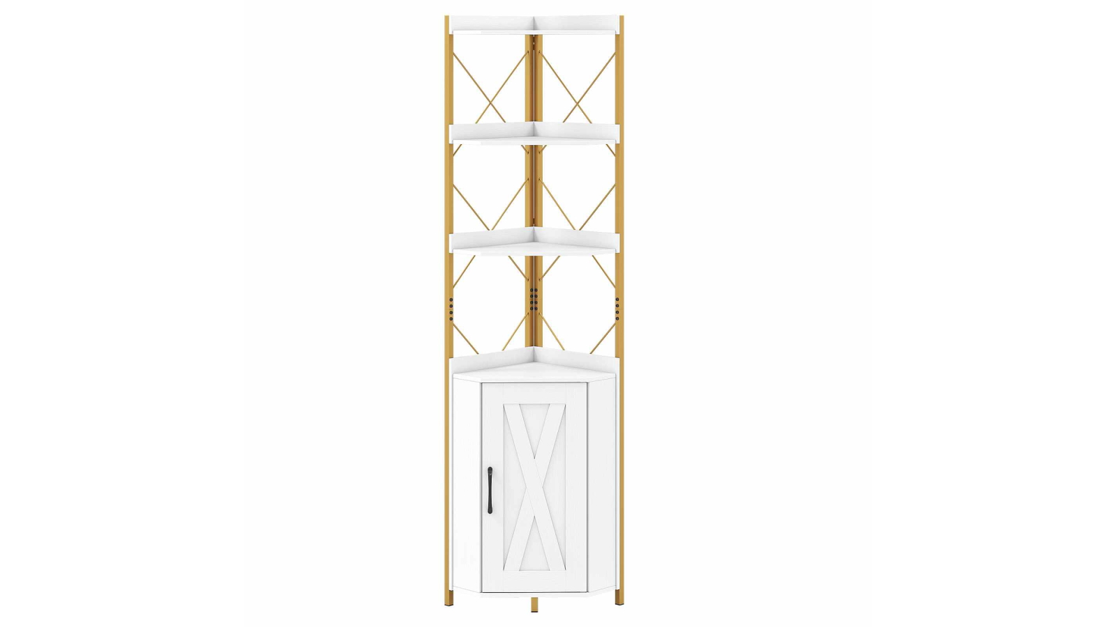 Costway 180cm Freestanding Corner Bookshelf and Display Rack with 2 Anti-tip Kit