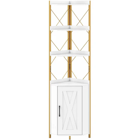 Costway 180cm Freestanding Corner Bookshelf and Display Rack with 2 Anti-tip Kit