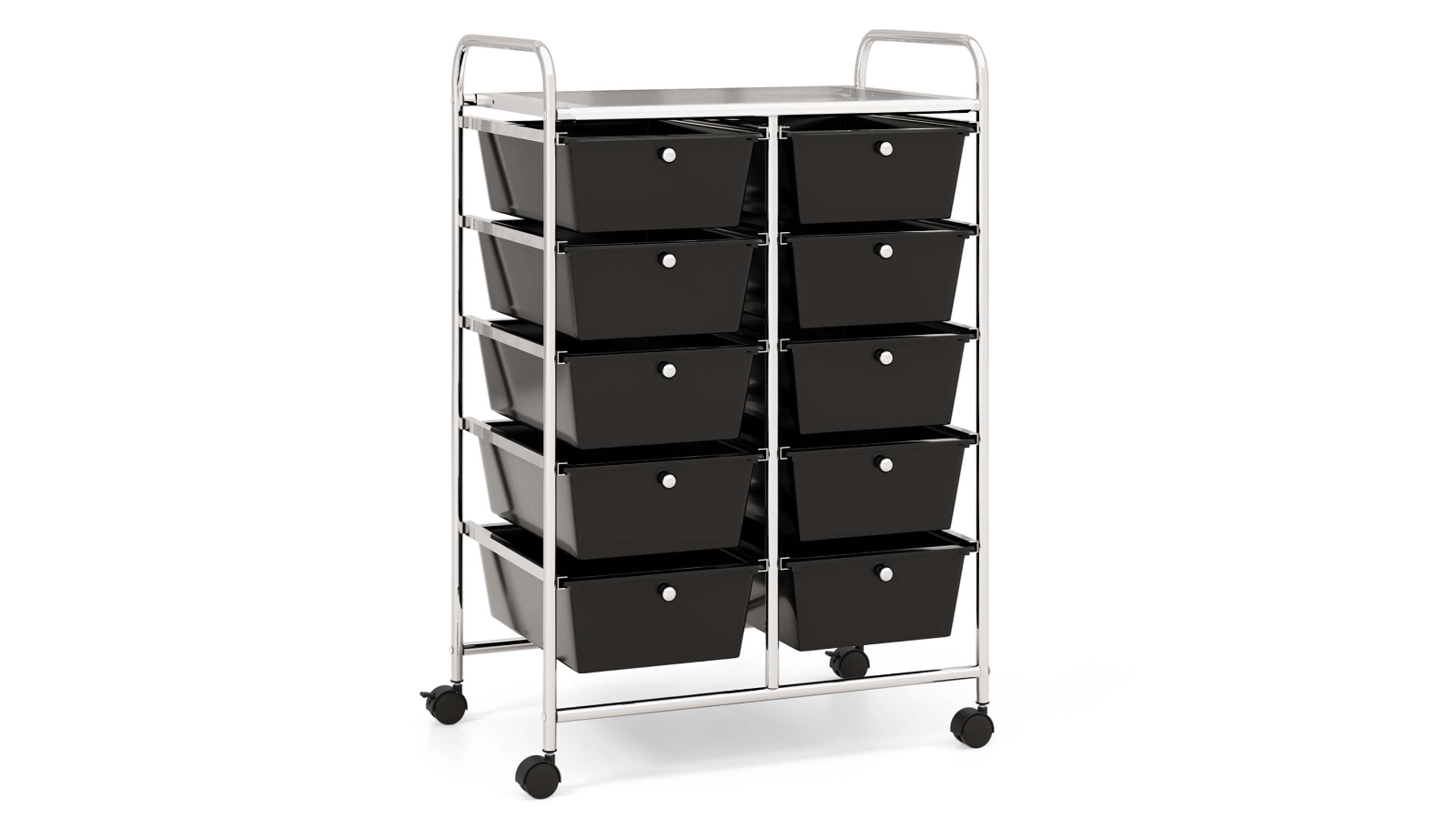 Costway 10-Drawer Rolling Storage Cart Trolley - Black