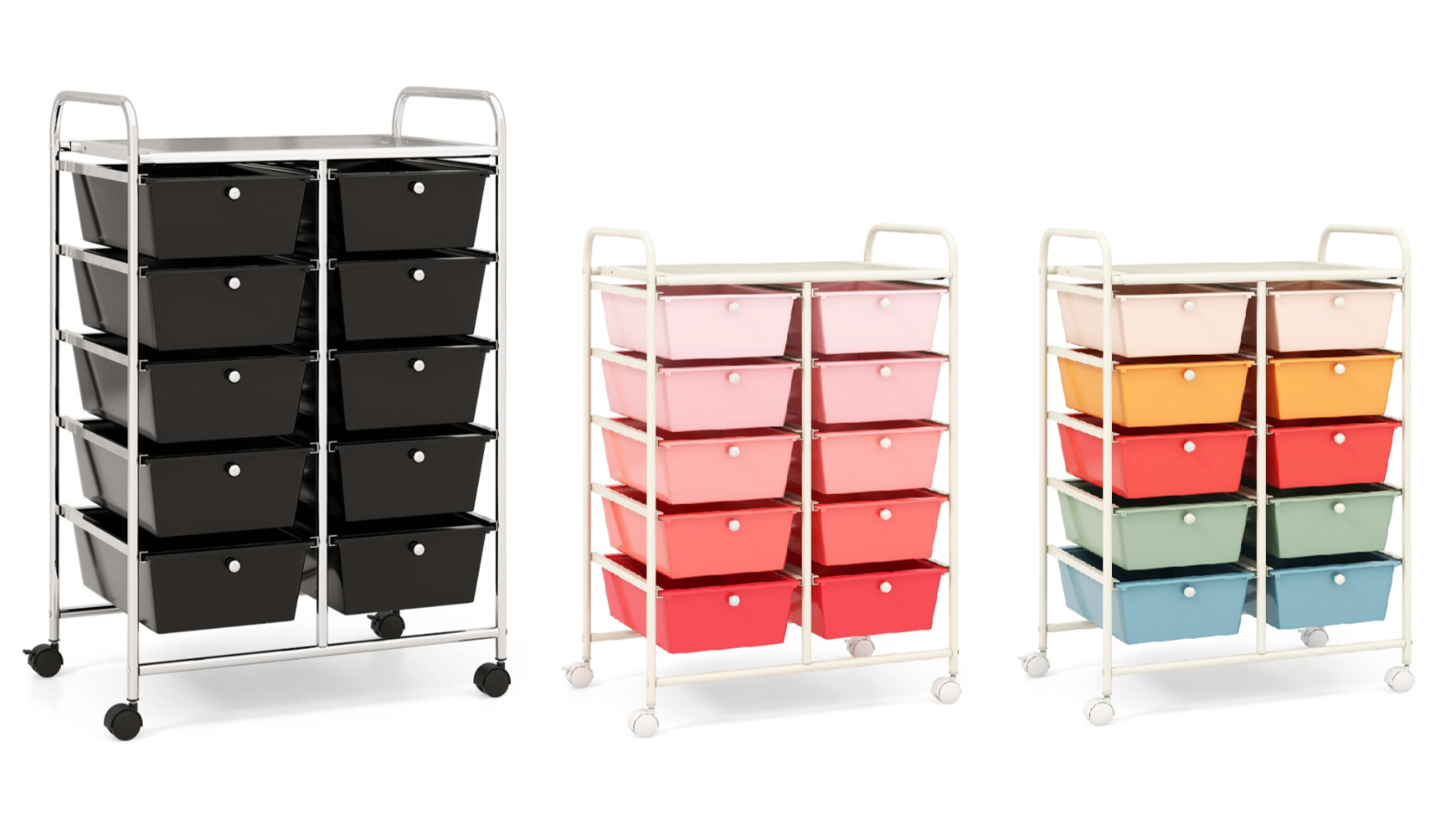 Costway 10-Drawer Rolling Storage Cart Trolley