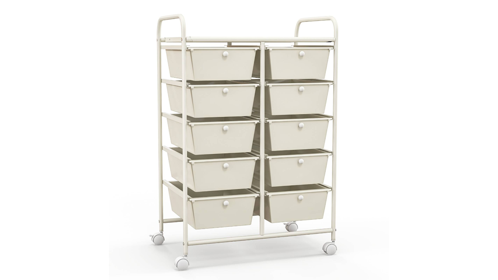 Costway 10-Drawer Mobile Storage Cart Utility Trolley - White