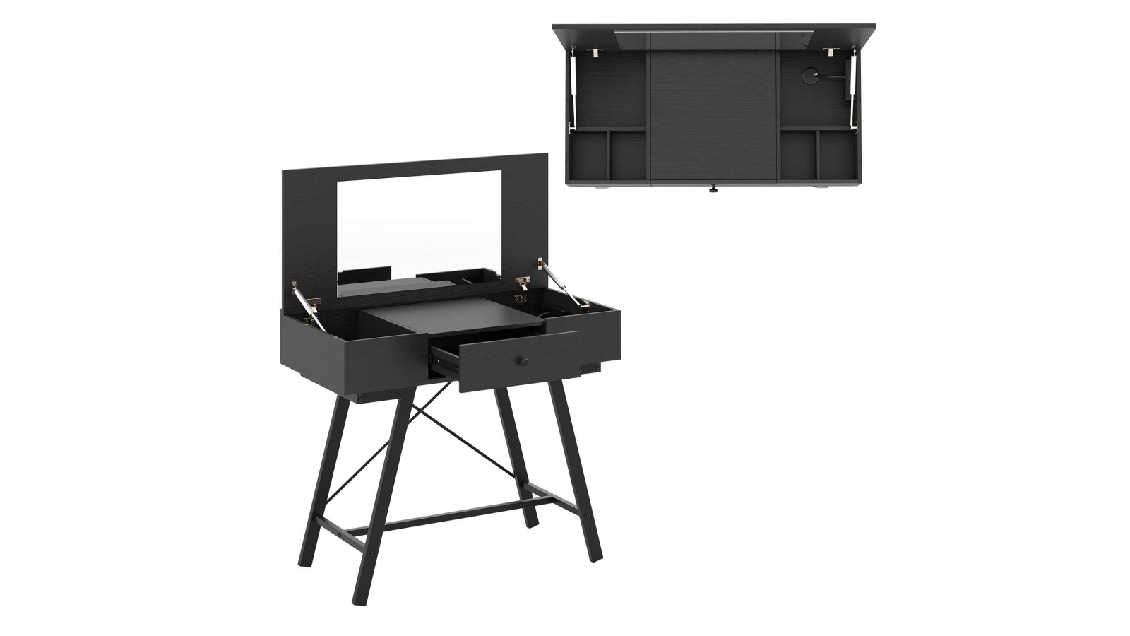 Costway 2-in-1 Flip Top Vanity Desk with Mirror and Charging Station
