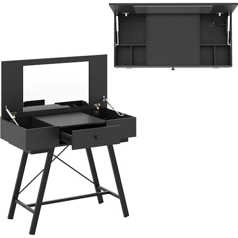 Costway 2-in-1 Flip Top Vanity Desk with Mirror and Charging Station