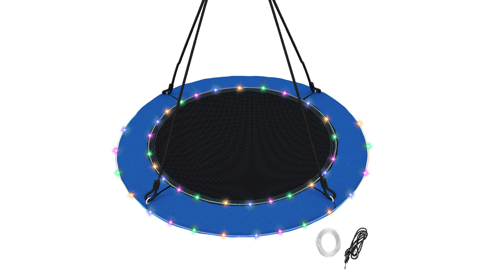 Costway 100cm Saucer Tree Swing with 8 LED Light Mode/2 Adjustable Rope