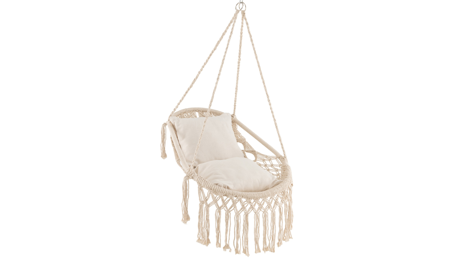 Costway Hanging Macrame Swing Chair with Cushion - Beige