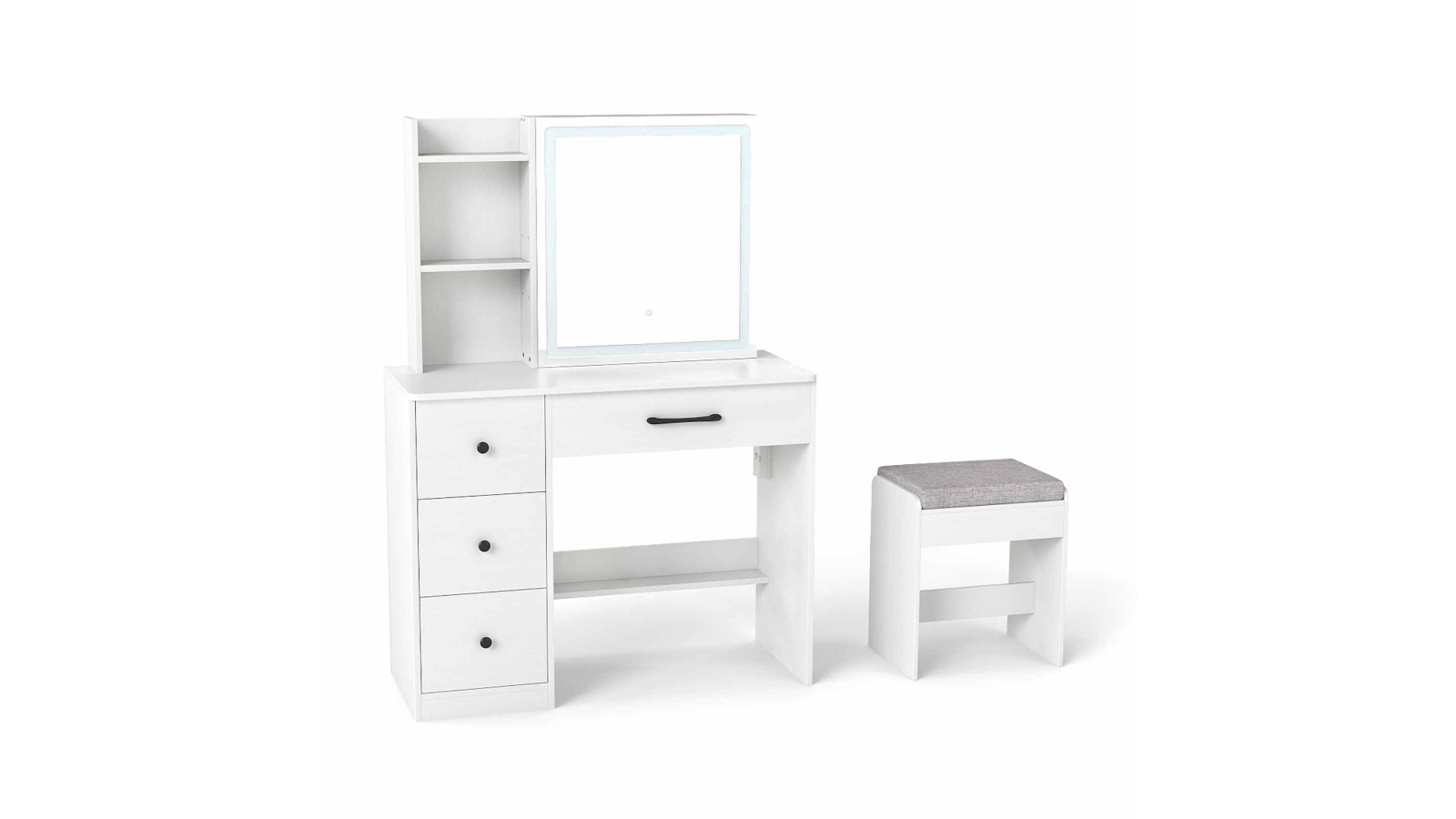 Costway LED Lighted Dressing Table Set with Sliding Mirror