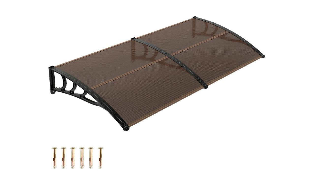Costway Outdoor Window and Door Awning Canopy for UV and Rain Shelter - Brown