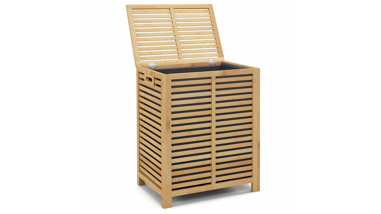Costway Bamboo Laundry Hamper Basket with Lid Rectangular Organiser - Natural