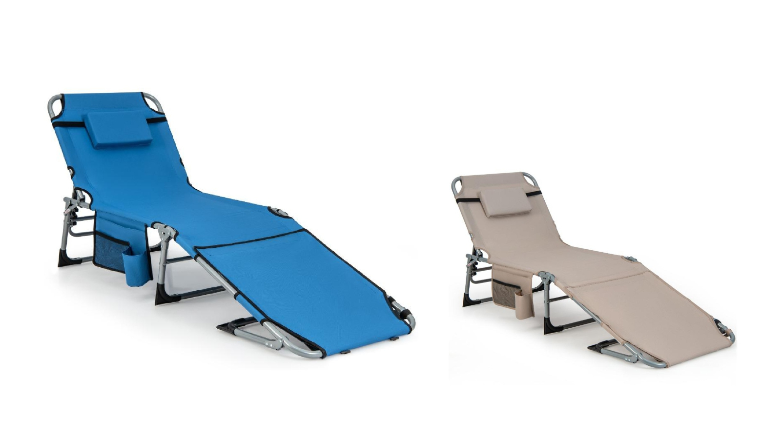Costway Outdoor Folding Lounge Chair with Adjustable Backrest Pillow