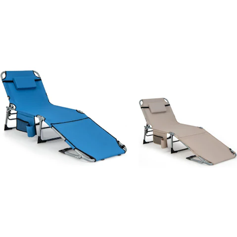 Costway Outdoor Folding Lounge Chair with Adjustable Backrest Pillow