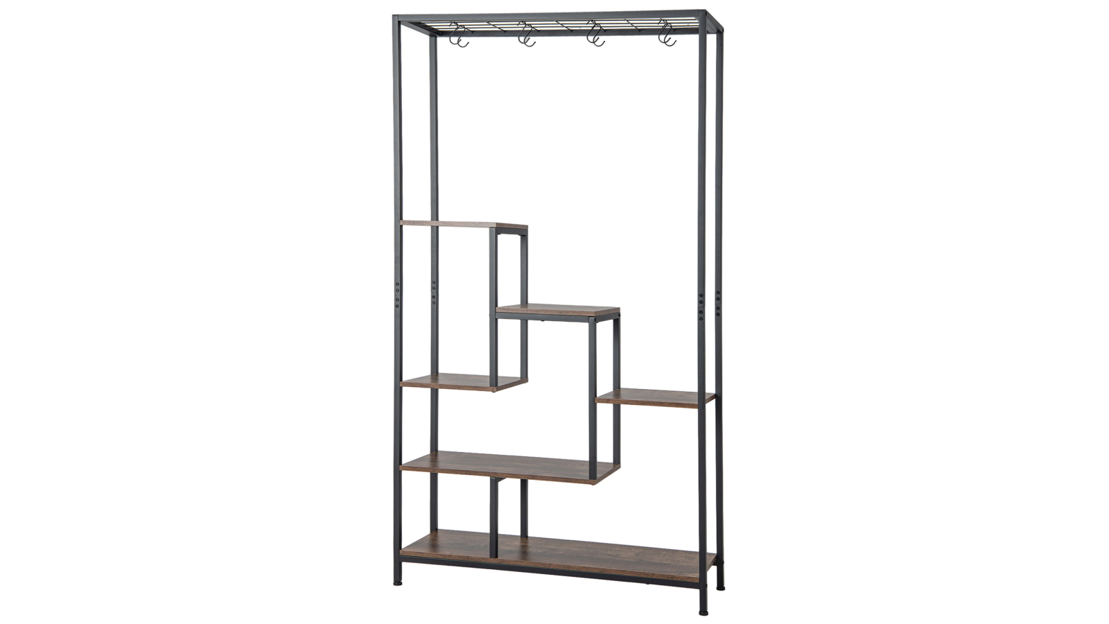 Costway 180cm 6-Tier Brown Metal Plant Stand with Hooks